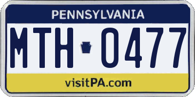 PA license plate MTH0477