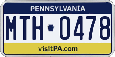 PA license plate MTH0478