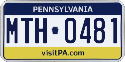 PA license plate MTH0481