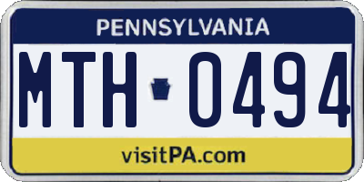 PA license plate MTH0494