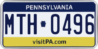 PA license plate MTH0496