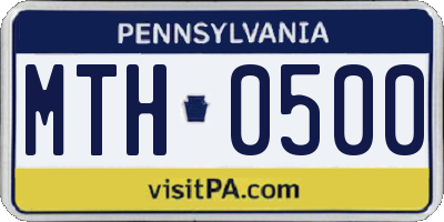 PA license plate MTH0500