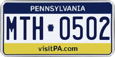 PA license plate MTH0502