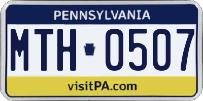 PA license plate MTH0507
