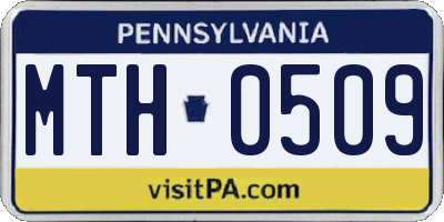 PA license plate MTH0509