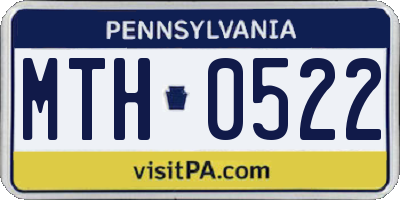 PA license plate MTH0522