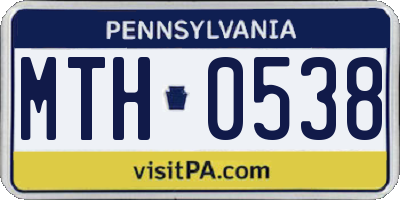 PA license plate MTH0538