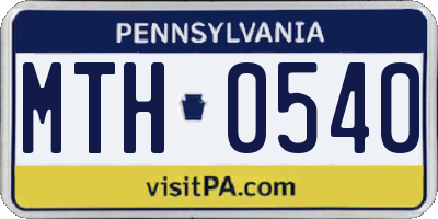 PA license plate MTH0540