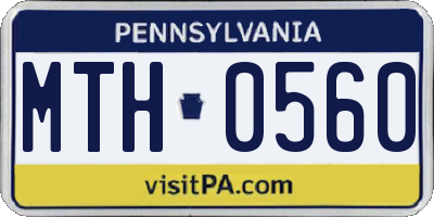 PA license plate MTH0560