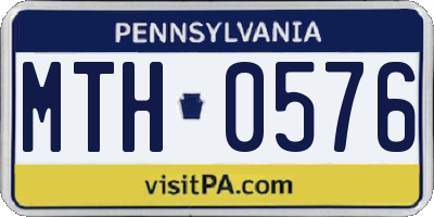 PA license plate MTH0576