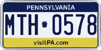 PA license plate MTH0578