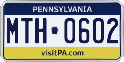 PA license plate MTH0602