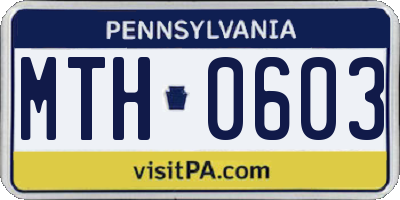 PA license plate MTH0603