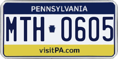 PA license plate MTH0605