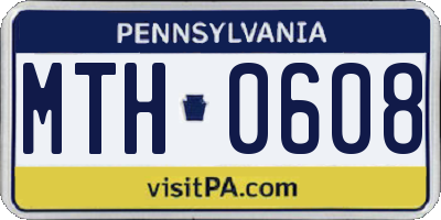 PA license plate MTH0608