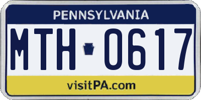 PA license plate MTH0617