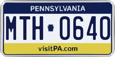 PA license plate MTH0640