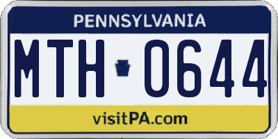 PA license plate MTH0644