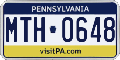 PA license plate MTH0648
