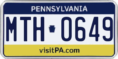 PA license plate MTH0649