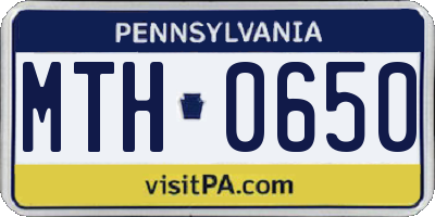 PA license plate MTH0650