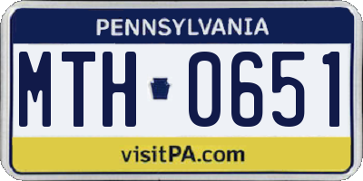 PA license plate MTH0651