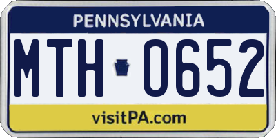 PA license plate MTH0652