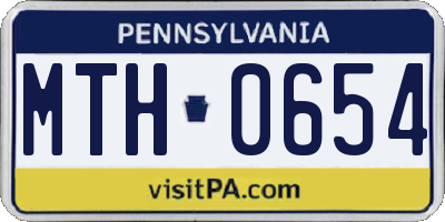 PA license plate MTH0654