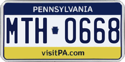 PA license plate MTH0668
