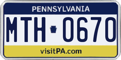 PA license plate MTH0670
