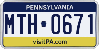 PA license plate MTH0671