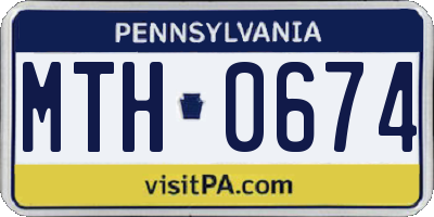 PA license plate MTH0674
