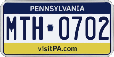 PA license plate MTH0702