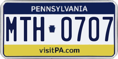PA license plate MTH0707