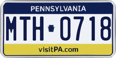 PA license plate MTH0718
