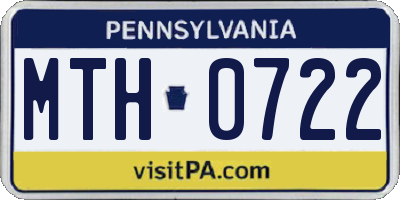 PA license plate MTH0722