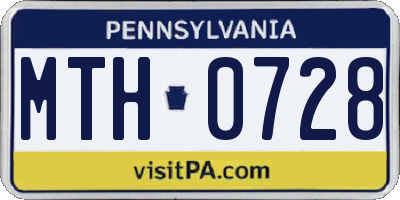 PA license plate MTH0728