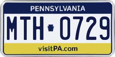 PA license plate MTH0729
