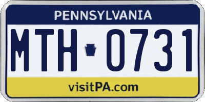 PA license plate MTH0731