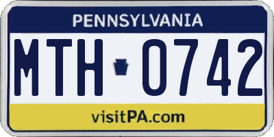 PA license plate MTH0742