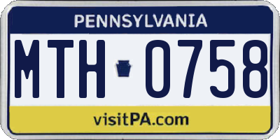 PA license plate MTH0758
