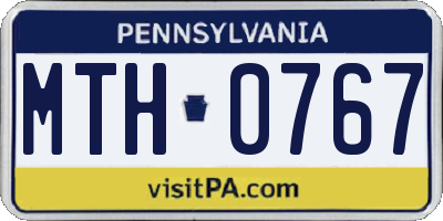 PA license plate MTH0767