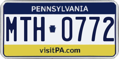 PA license plate MTH0772