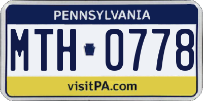 PA license plate MTH0778