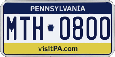 PA license plate MTH0800