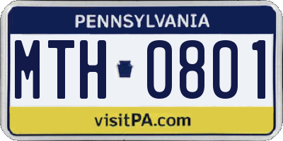 PA license plate MTH0801