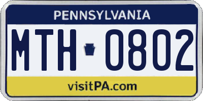 PA license plate MTH0802