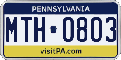 PA license plate MTH0803