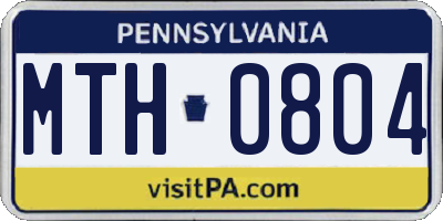 PA license plate MTH0804