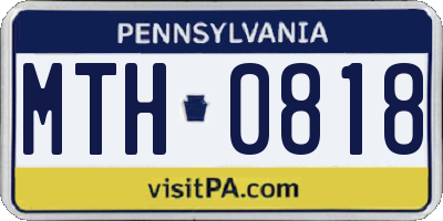 PA license plate MTH0818